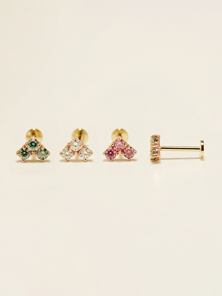 [1mm/1.2mm]14K 인터널 모이사나이트 다이아 블럭 하트 라블렛 피어싱 - 상세 이미지 4