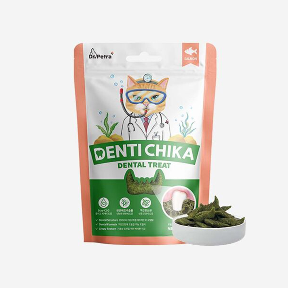 닥터페트라 캣 고양이 이빨과자 반려묘 저지방 덴티치카 기능성 덴탈트릿 연어, 70g, 1개 - 상품 이미지