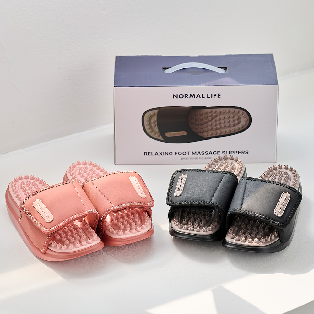 노멀라이프 여성 거실 실내화 사무실 키높이 발편한 지압 슬리퍼 블랙 240mm