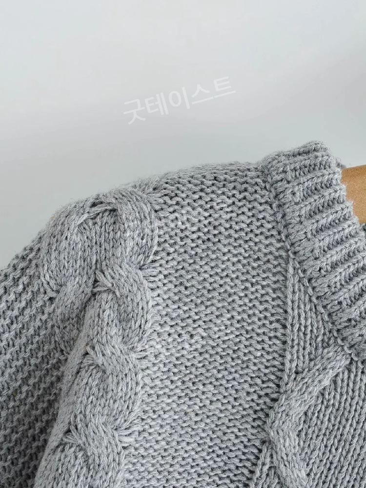 가을 겨울 크롭니트 탑 상의 스웨터 짧은 라운드넥 긴소매 그레이 J9717 한 사이즈 - 상세 이미지 4