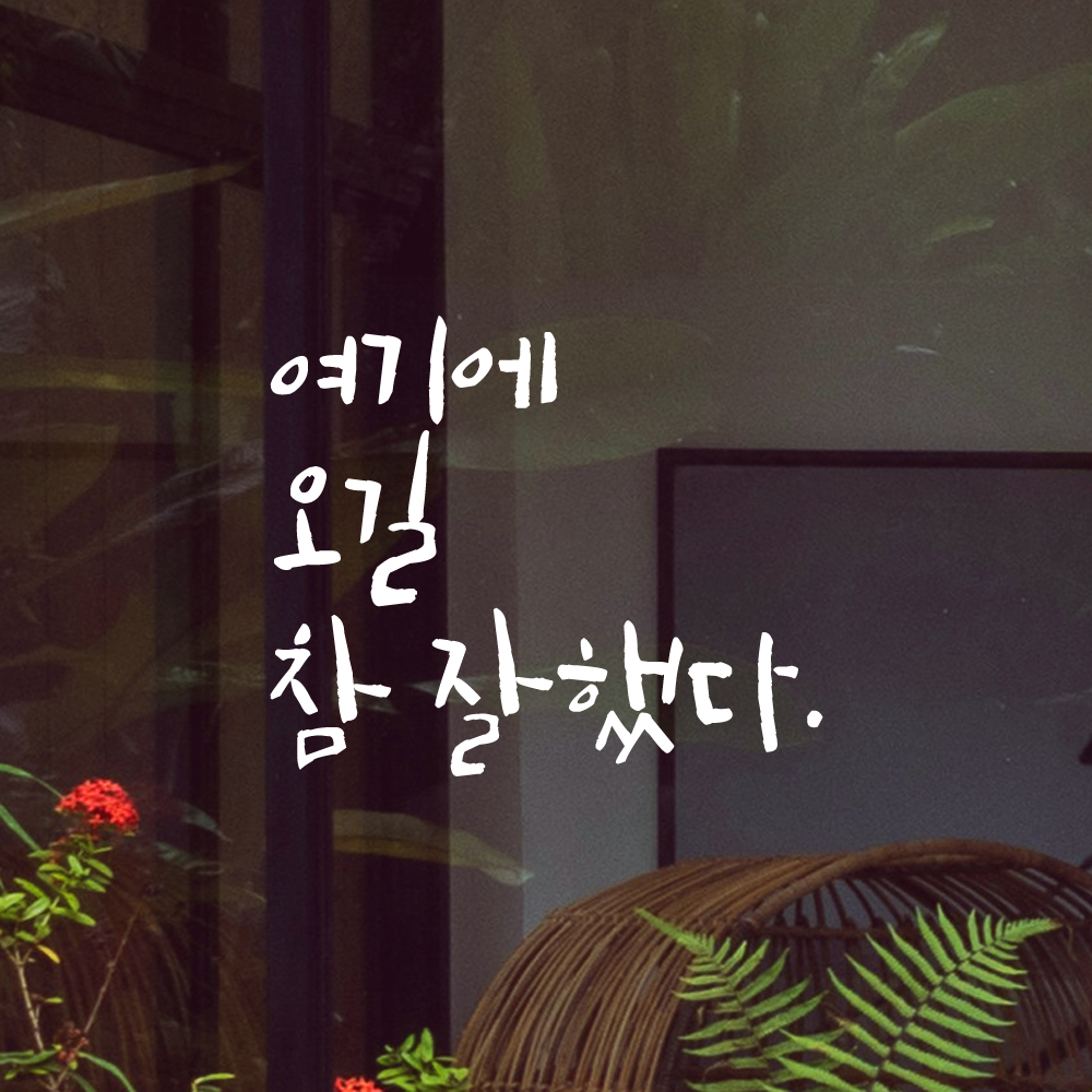 인테리어 포인트 캘리그라피 레터링 스티커 여기에 오길 참 잘했다 LC-045S 검정 이미지 8