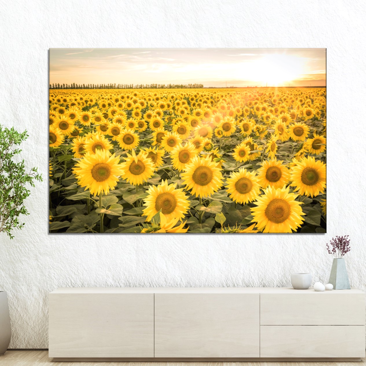 해바라기 액자 120x80cm 그림 돈들어오는 벽인테리어 사무실 거실 황금빛 해바라기들판