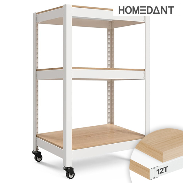 바퀴선반 바퀴달린선반 이동식 트롤리 3단 12T합판 수납 대형 틈새 300300750