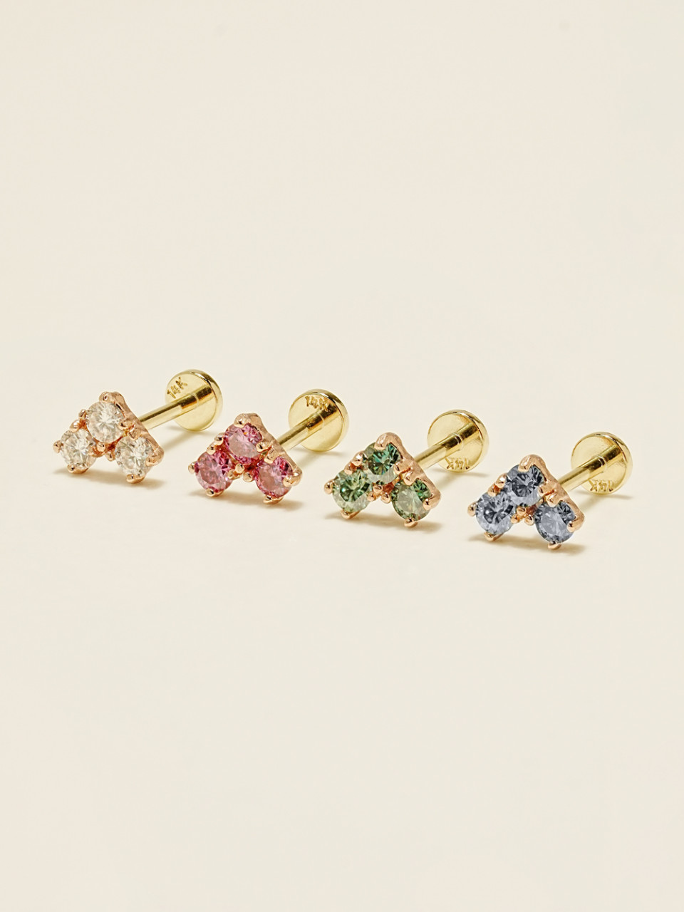[1mm/1.2mm]14K 인터널 모이사나이트 다이아 블럭 하트 라블렛 피어싱 - 상세 이미지 3
