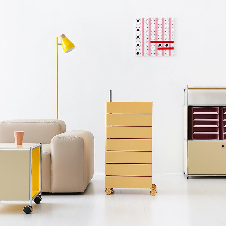 빙그리 회전서랍 트롤리 7단 버터옐로우 6093.4086