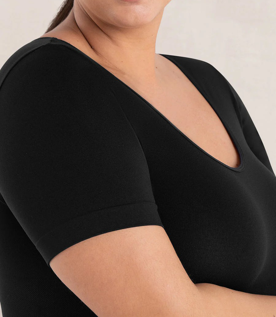 당일출고🚀 S-3XL 팔뚝 뱃살 등살 보정티셔츠 슬림핏 보정이너 보정반팔 (빅사이즈 압박 반팔티 지방흡입 반팔 66 77 88 99 100 110) 상세 이미지 18