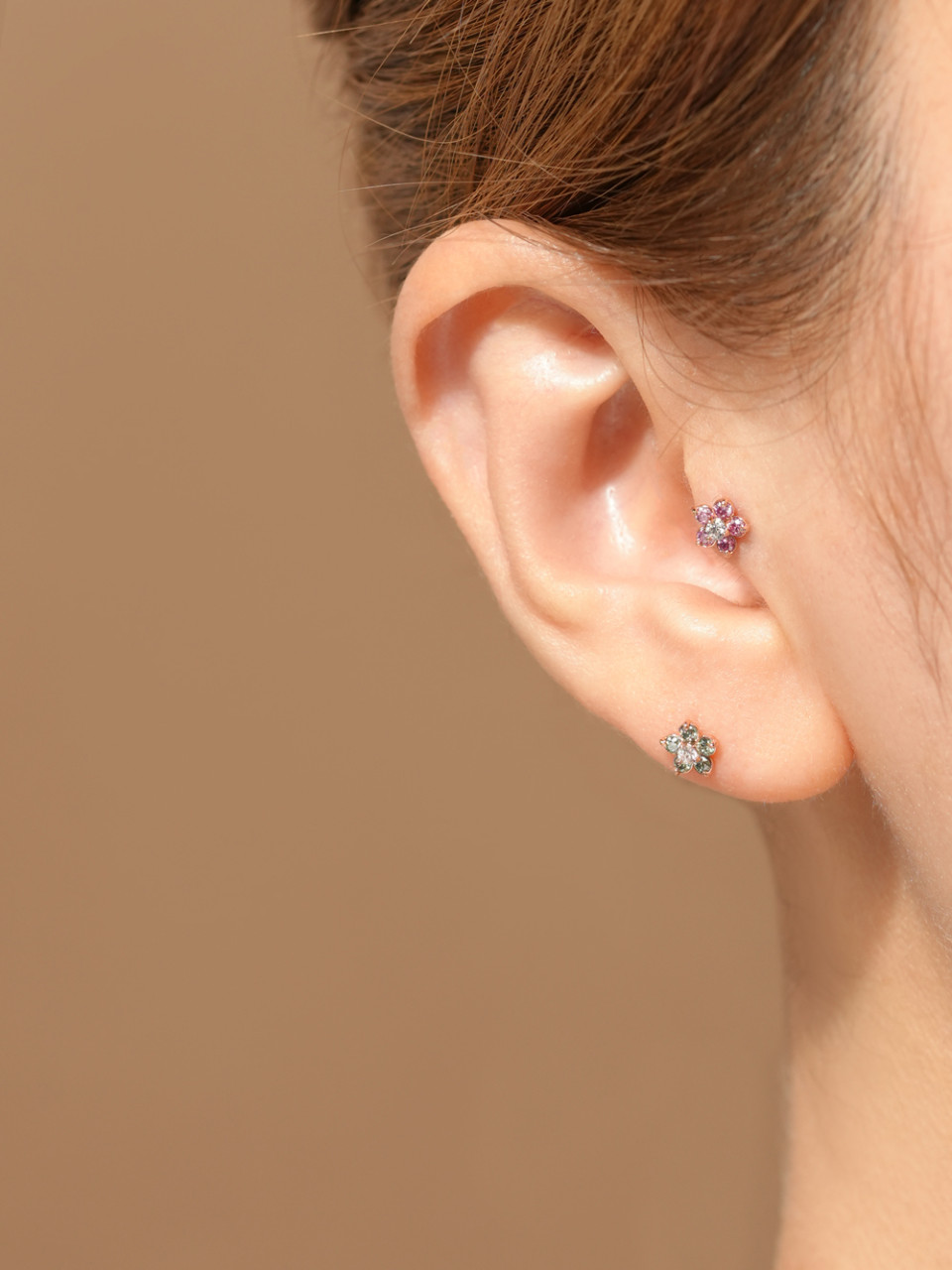 [1mm/1.2mm]14K 인터널 모이사나이트 다이아 플라워 라블렛 피어싱 이미지 6