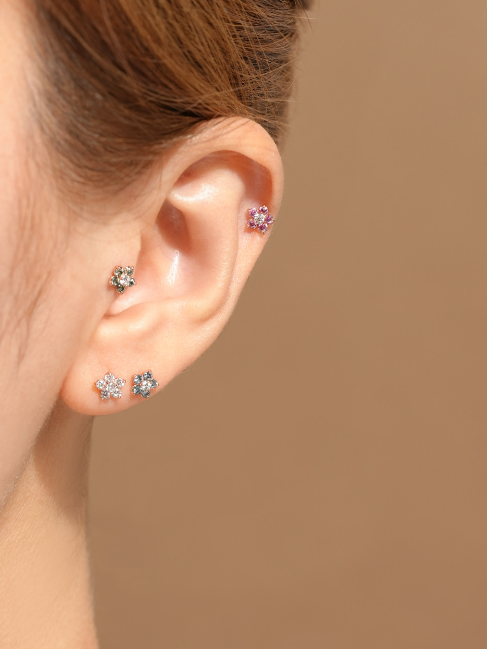 [1mm/1.2mm]14K 인터널 모이사나이트 다이아 플라워 라블렛 피어싱 - 상세 이미지 5