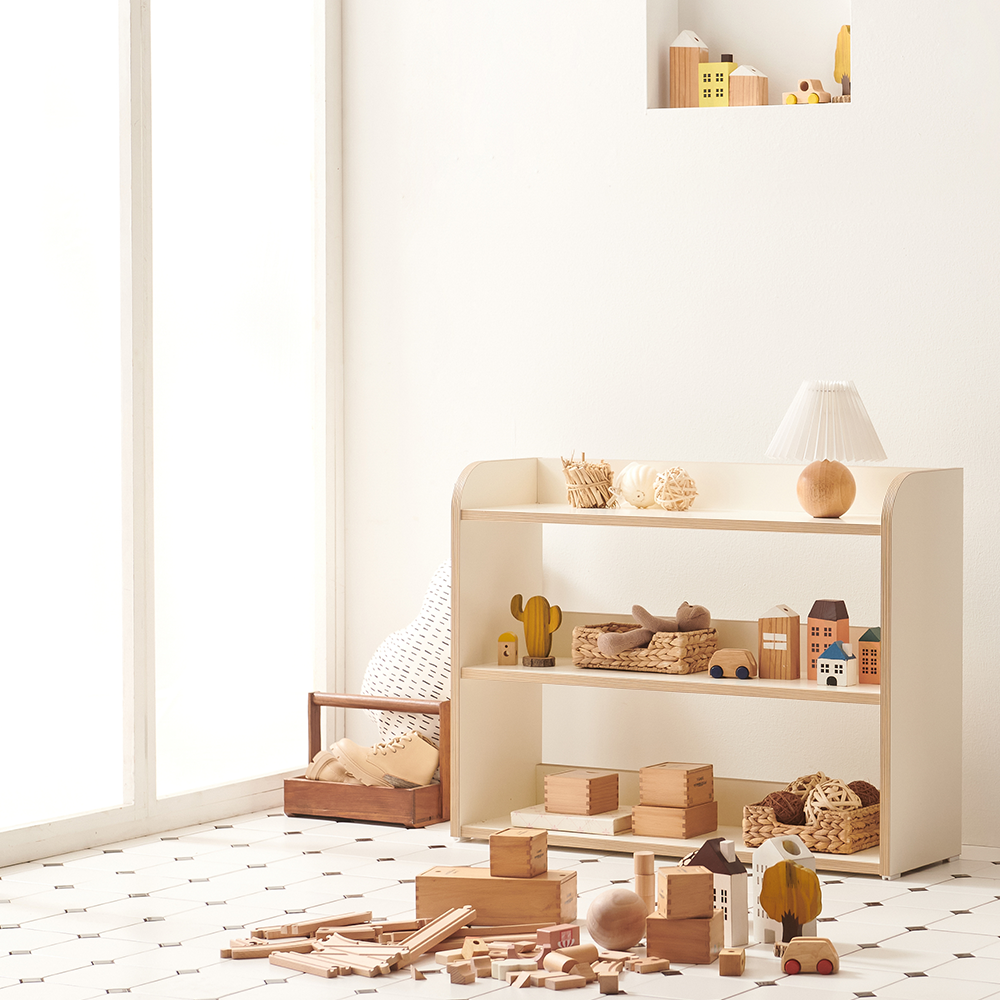 2단 교구장 멜로우 전면 책장 교구장 아기 어린이 832x260x630mm, 2단, 아이보리