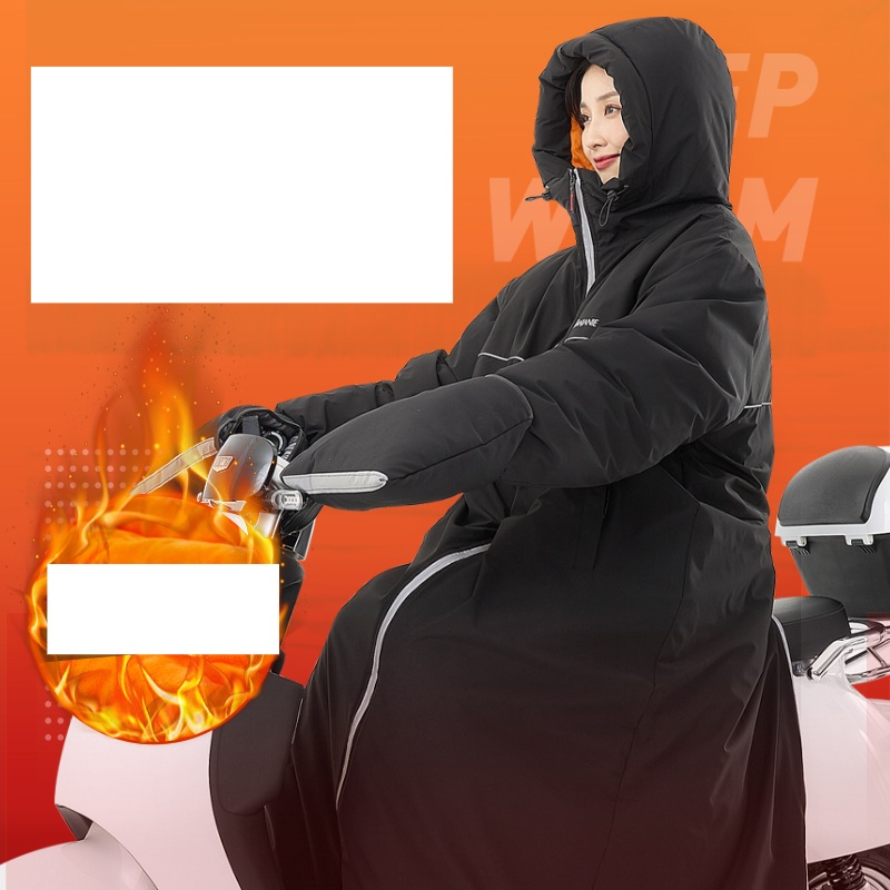 전신방한복 겨울철 방풍 방수 보온 오토바이 스쿠터 라이딩 블랙 L 허리 지지대 - 상품 이미지