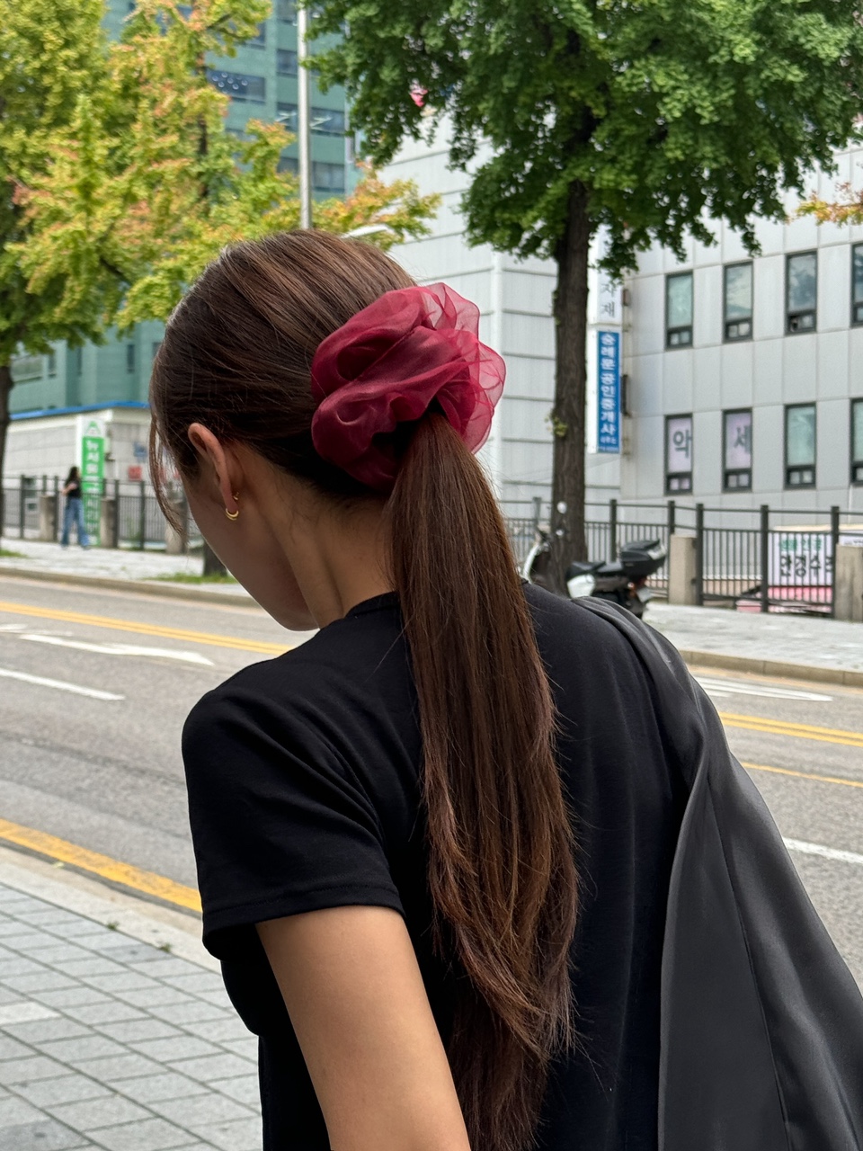 *국내생산* 레이어 샤이닝 더블 오간자 곱창 머리끈 헤어 스크런치 이중 헤어슈슈 상세 이미지 30