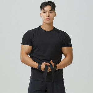 1+1 블랙몬스터핏 무지 모달 반팔 헬스복 트레이닝 운동복 짐웨어 착용 후기 | 사이즈/핏 총정리 - 상품 이미지 2