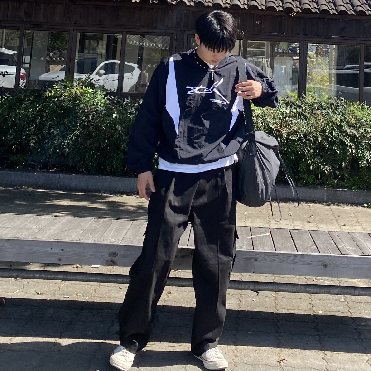 나일론 맨투맨 바람막이 티셔츠 우븐 오버핏 이미지 8