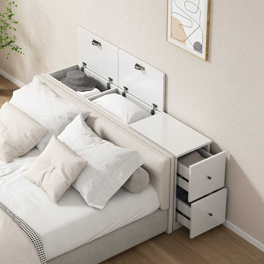 침대 슬림 수납장 틈새수납장 거실 쏙쏙 세탁실 안방 120x40x40cm상단도어1개+측면서랍2개 - 상세 이미지 2