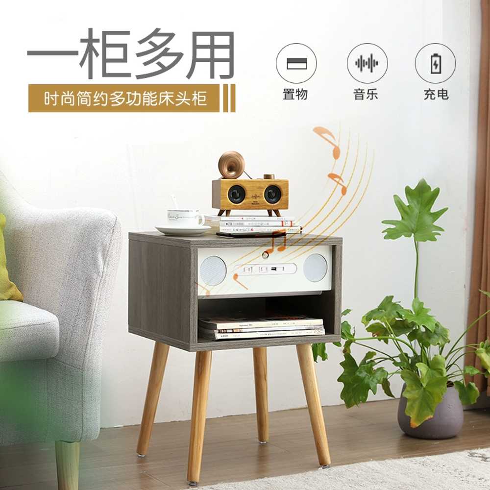 스마트 협탁 원목 무선충전 블루투스 스피커 센서등 USB - 상세 이미지 3