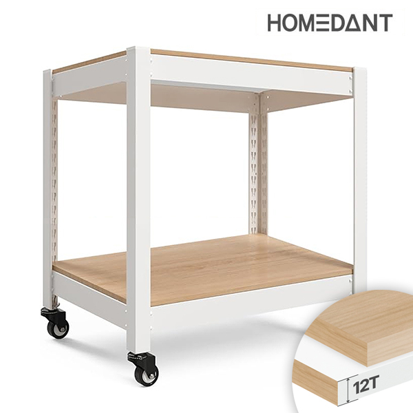 바퀴선반 바퀴달린선반 이동식 트롤리 2단 12T합판 수납 대형 틈새 300300600