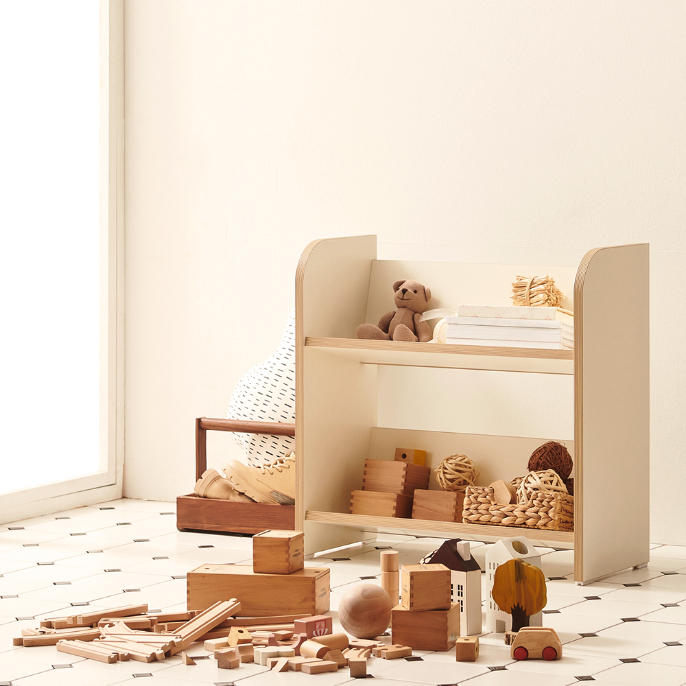 2단 책장 멜로우 전면 책장 교구장 아기 어린이 600x260x580mm, 2단, 아이보리