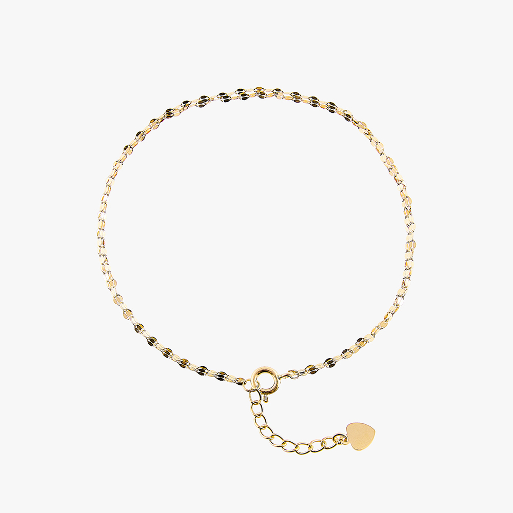 14k 18k 타이니 아몬드 체인 두줄 레이어드 금 팔찌