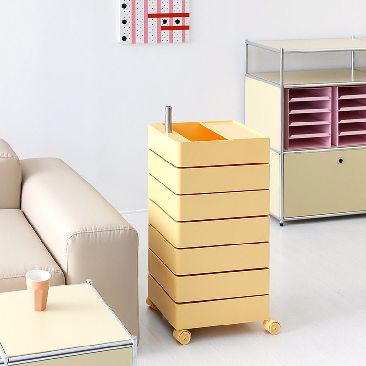 빙그리 회전서랍 트롤리 7단 버터옐로우 6093.4086