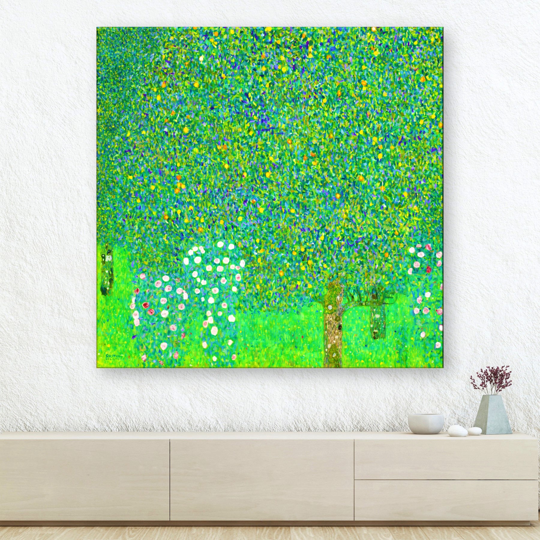 나무아래 핀 장미 80x80cm 액자 그림 구스타프 클림트 명화 사무실 거실 현관 캔버스