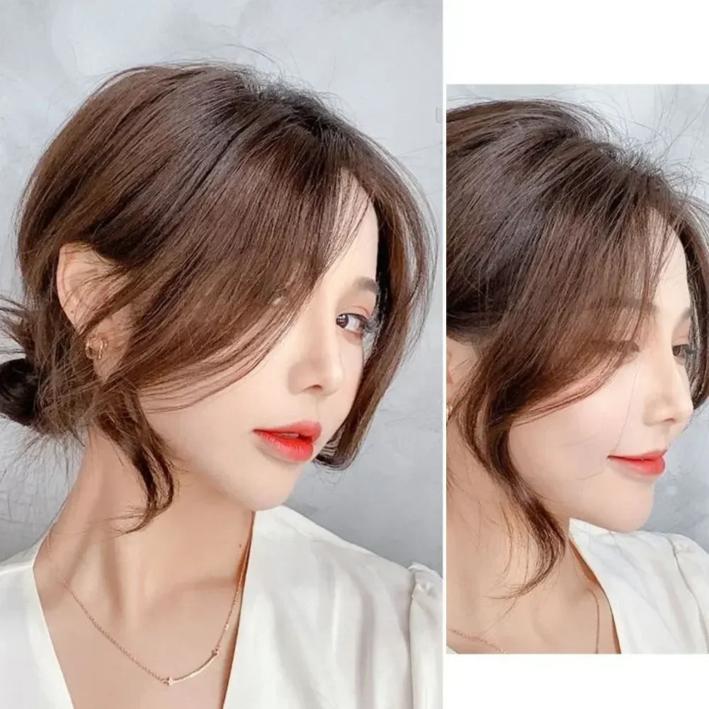 가짜머리 앞머리 가발 여성용 합성 헤어 사이드 프린지 3D 중간 부분 가짜 클립인 확장 보이지 않는 헤어피스 자연스러운 : 램프의요정찌니