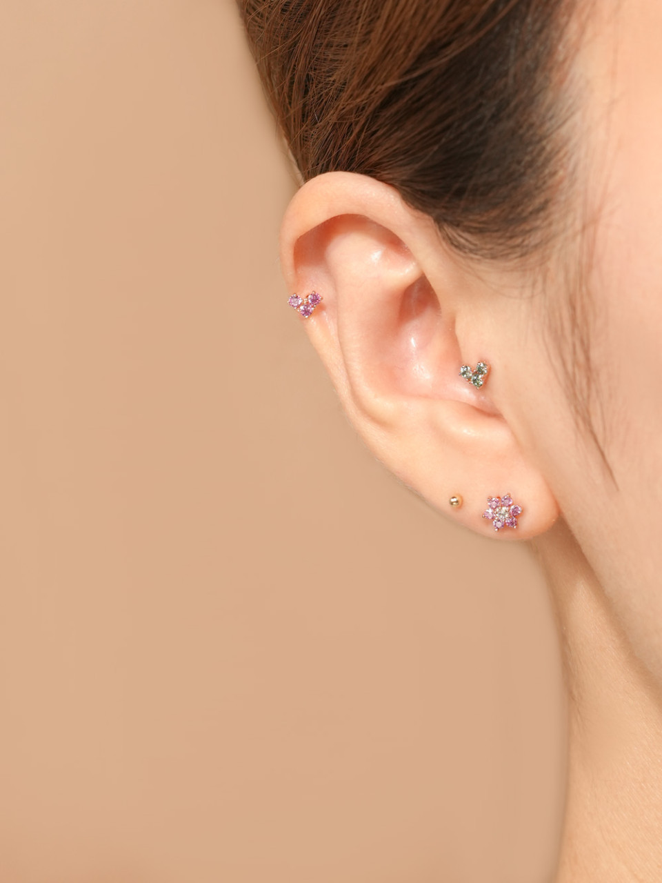 [1mm/1.2mm]14K 인터널 모이사나이트 다이아 블럭 하트 라블렛 피어싱 - 상세 이미지 5