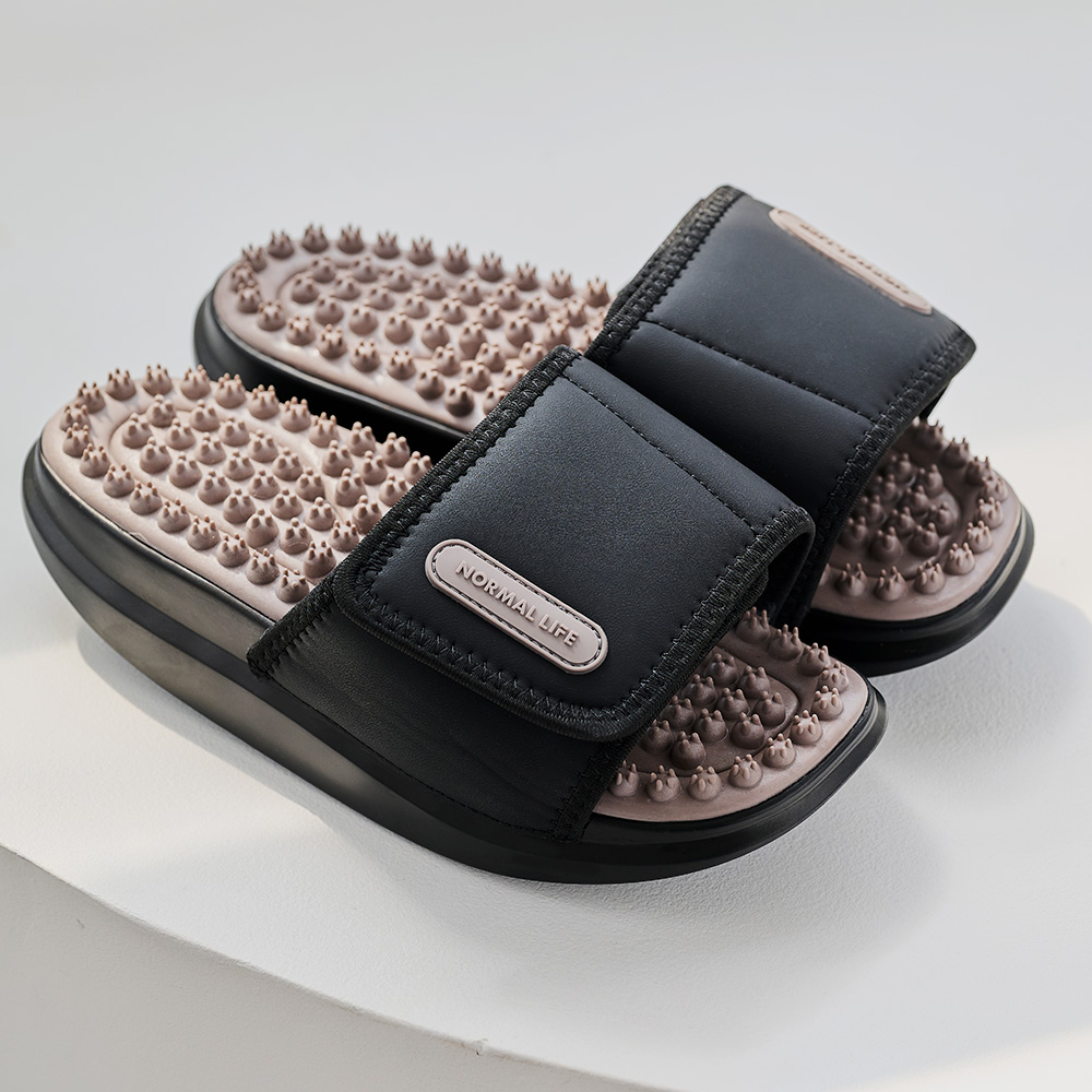 노멀라이프 여성 거실 실내화 사무실 키높이 발편한 지압 슬리퍼 블랙 230mm
