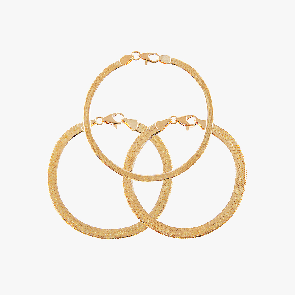 14K 18K 스네이크 뱀줄 3mm 4mm 5mm 체인 금 팔찌 - 메인 이미지