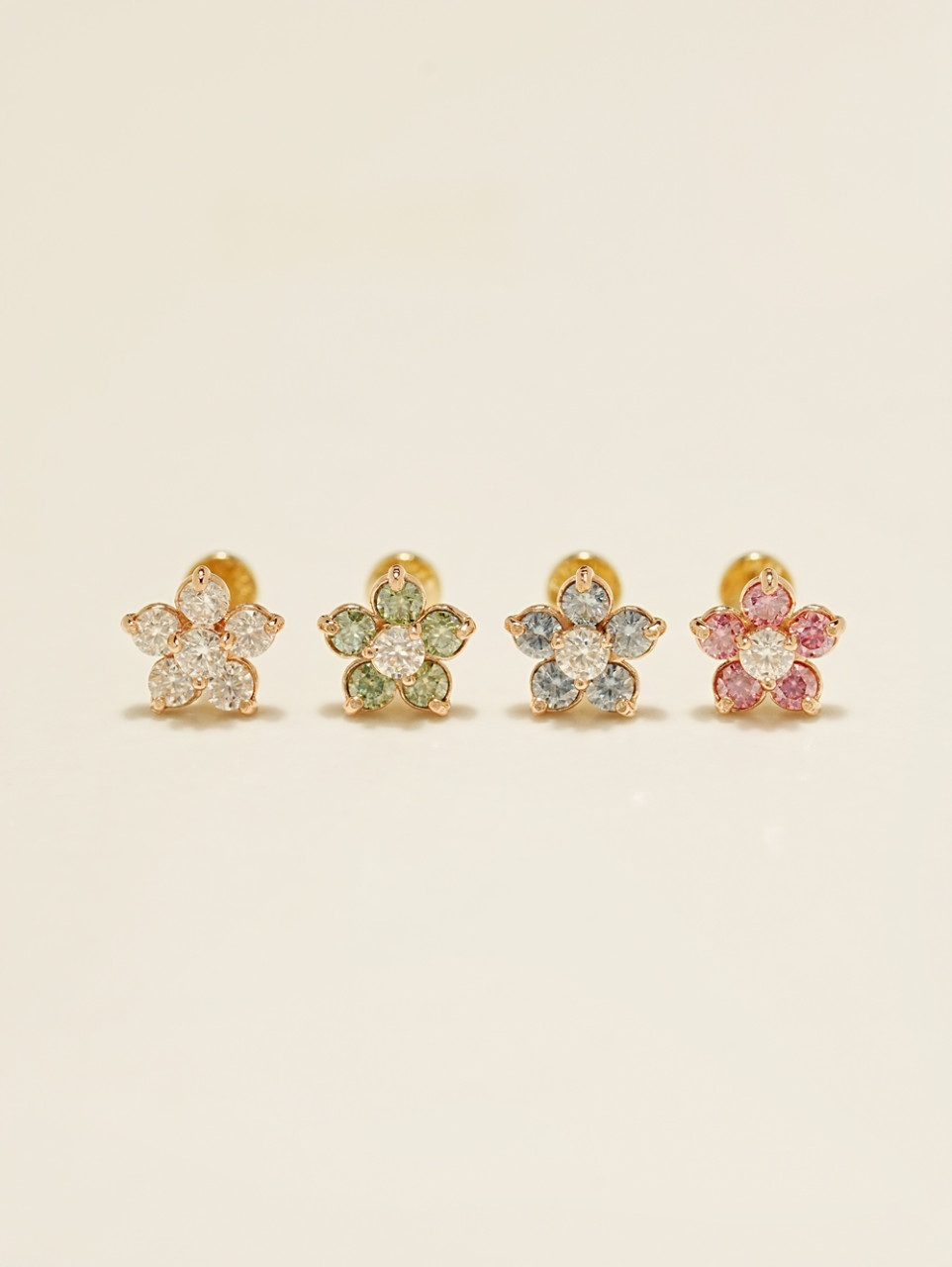 [1mm/1.2mm]14K 인터널 모이사나이트 다이아 플라워 라블렛 피어싱 - 상세 이미지 3