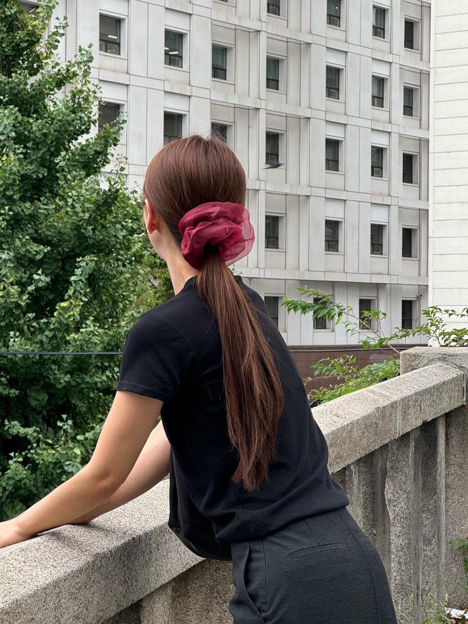 *국내생산* 레이어 샤이닝 더블 오간자 곱창 머리끈 헤어 스크런치 이중 헤어슈슈 상세 이미지 31