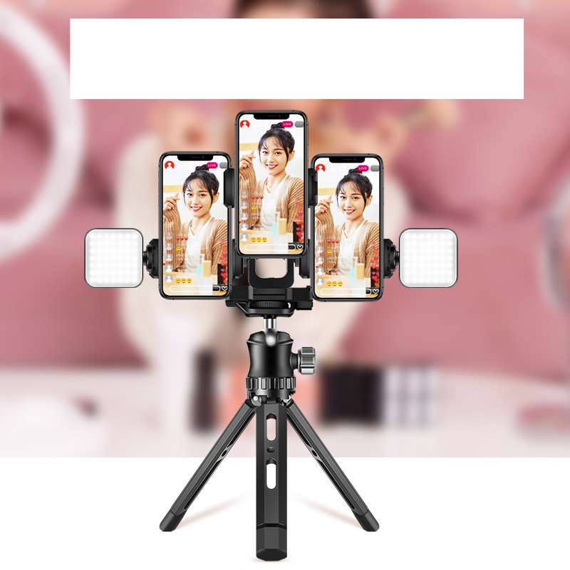 핸드폰 멀티 거치대 라이브방송 듀열 브래킷 휴대용 셀카  3위치 거치대 - 상품 이미지
