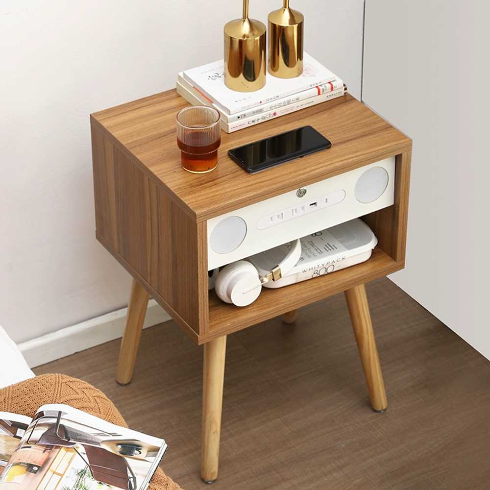 스마트 협탁 원목 무선충전 블루투스 스피커 센서등 USB - 상세 이미지 2