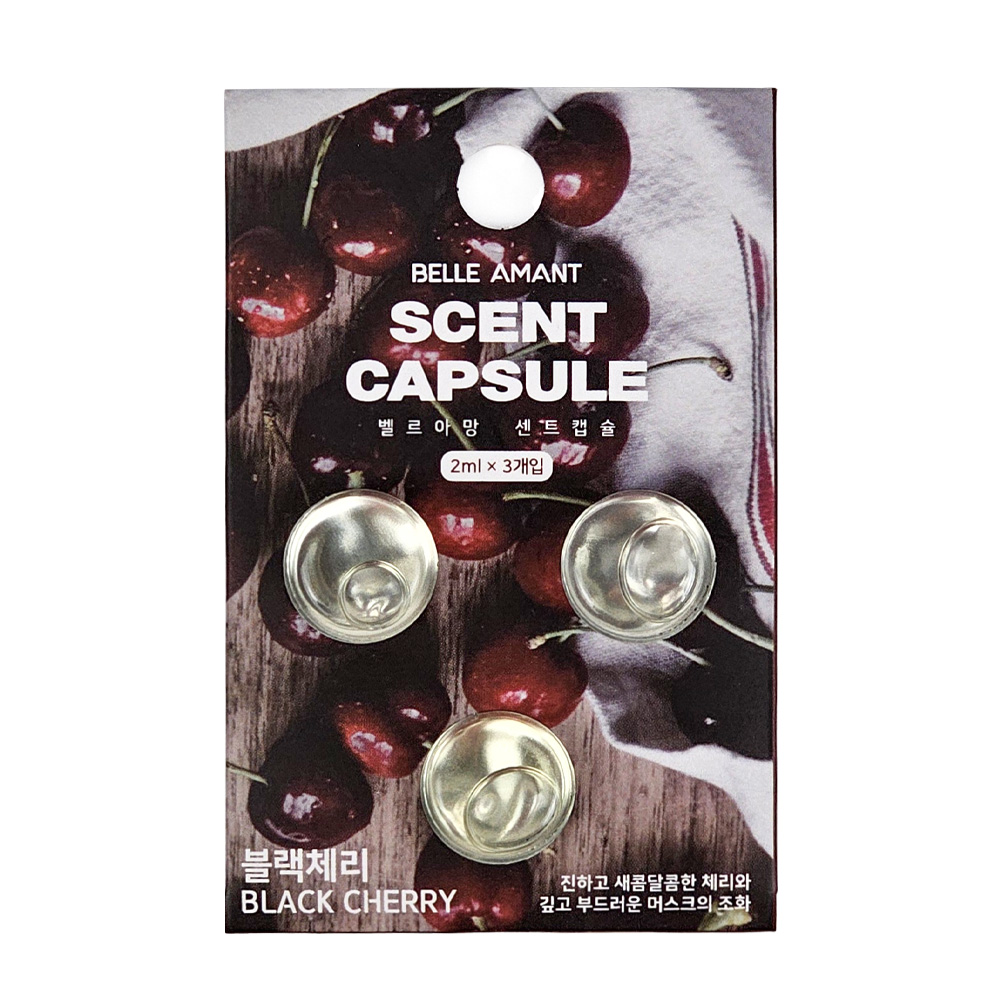 벨르아망 센트캡슐 차량용 미니 방향제 리필 2ml 멤브레인 액체형 블랙체리 3개입 - 상품 이미지