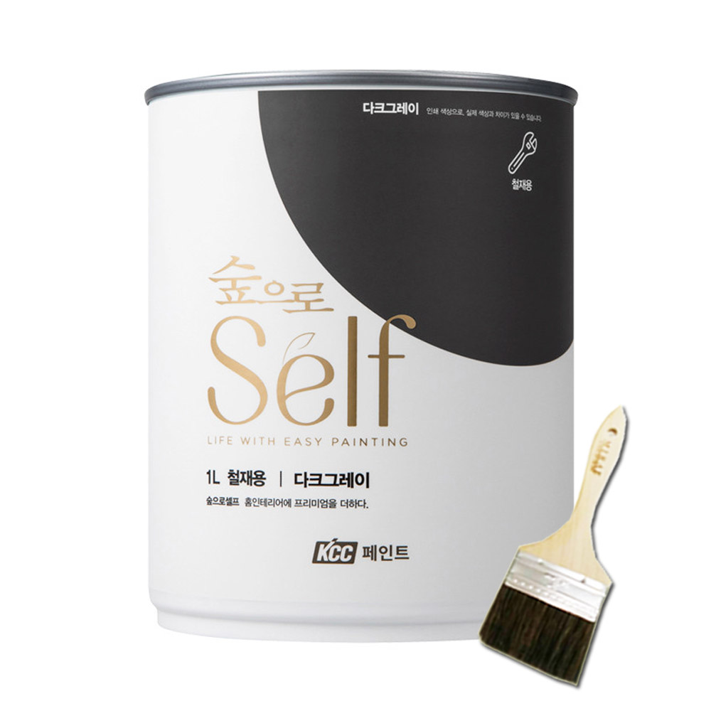 KCC 숲으로셀프 철재용 친환경 페인트 에그쉘광 1L 다크그레이
