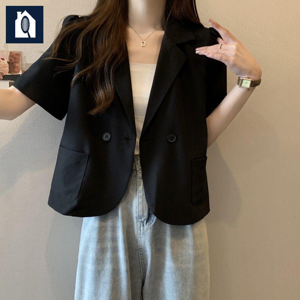 버튼 여성 캐주얼 데일리자켓코디 반팔 디자인 여름아우터 린넨자켓 - 상세 이미지 2