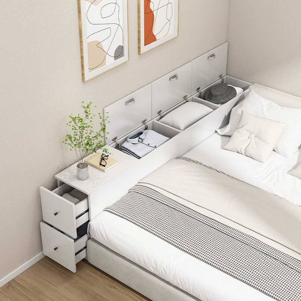 침대 슬림 수납장 틈새수납장 거실 쏙쏙 세탁실 안방 120x40x40cm상단도어1개+측면서랍2개 - 상품 이미지