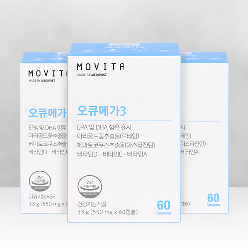 모비타 오큐메가3 오메가3 루테인 뼈 건강 비타민D 영양제 60캡슐, 3개 - 상품 이미지