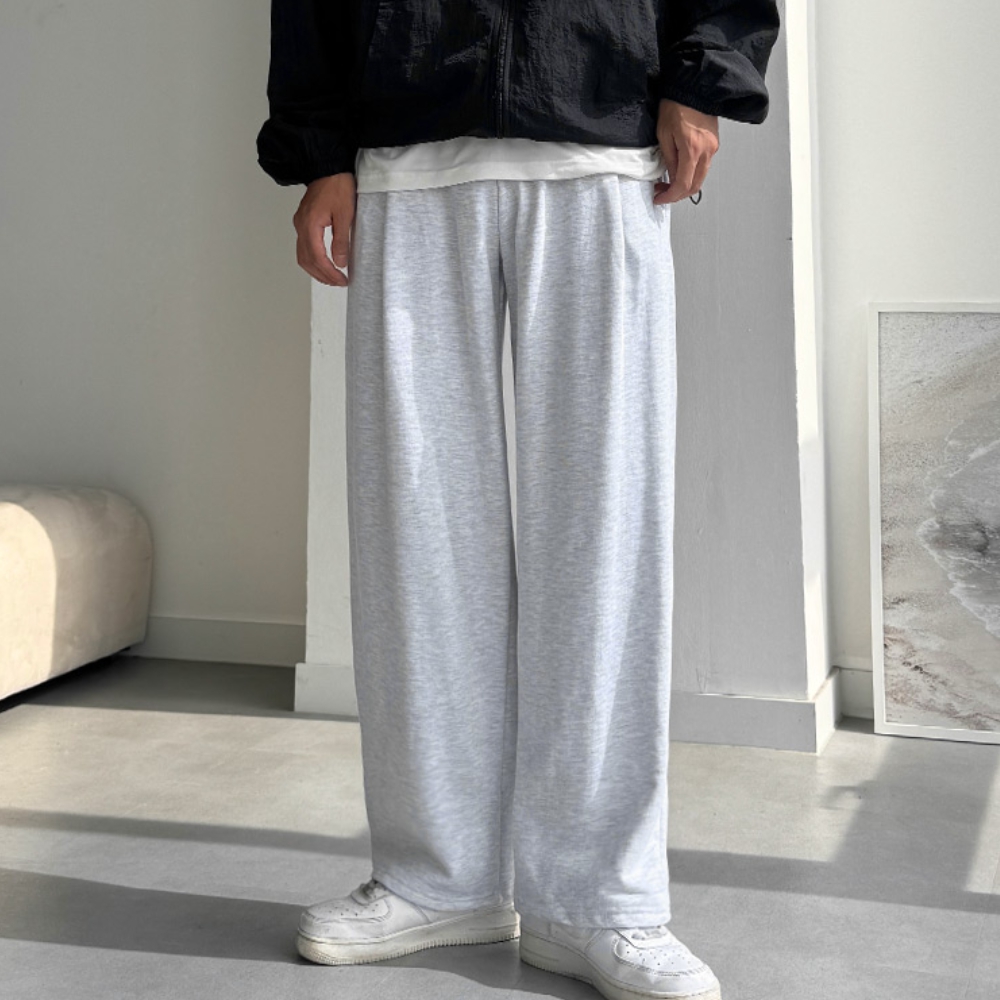 남자 키레 봄 가을 쭈리 원턱 와이드 트레이닝팬츠