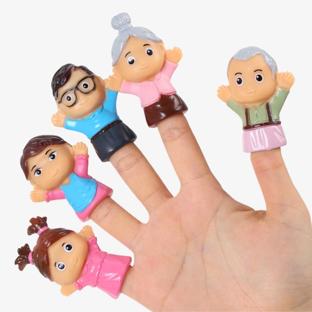 5인가족 인형극 구연동화 손가락인형 고무 질감 세트 - 상품 이미지