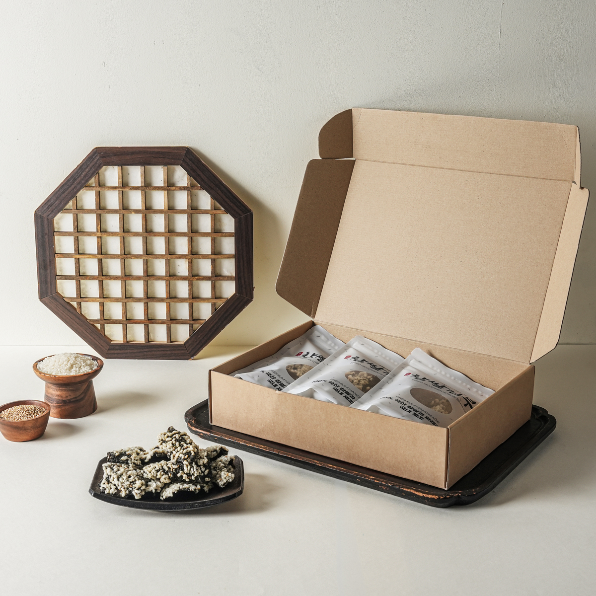 수제 찹쌀 부각 3팩 세트 선물용 포장 김 고추 황태 튀각 어른 어르신 간단한 간식 답례품