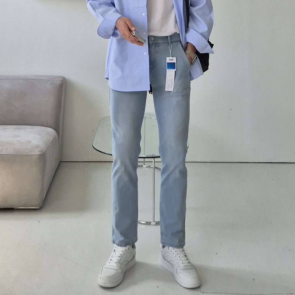 남자 청바지 빅사이즈 일자핏 스판 밴딩 청바지 - 상세 이미지 4
