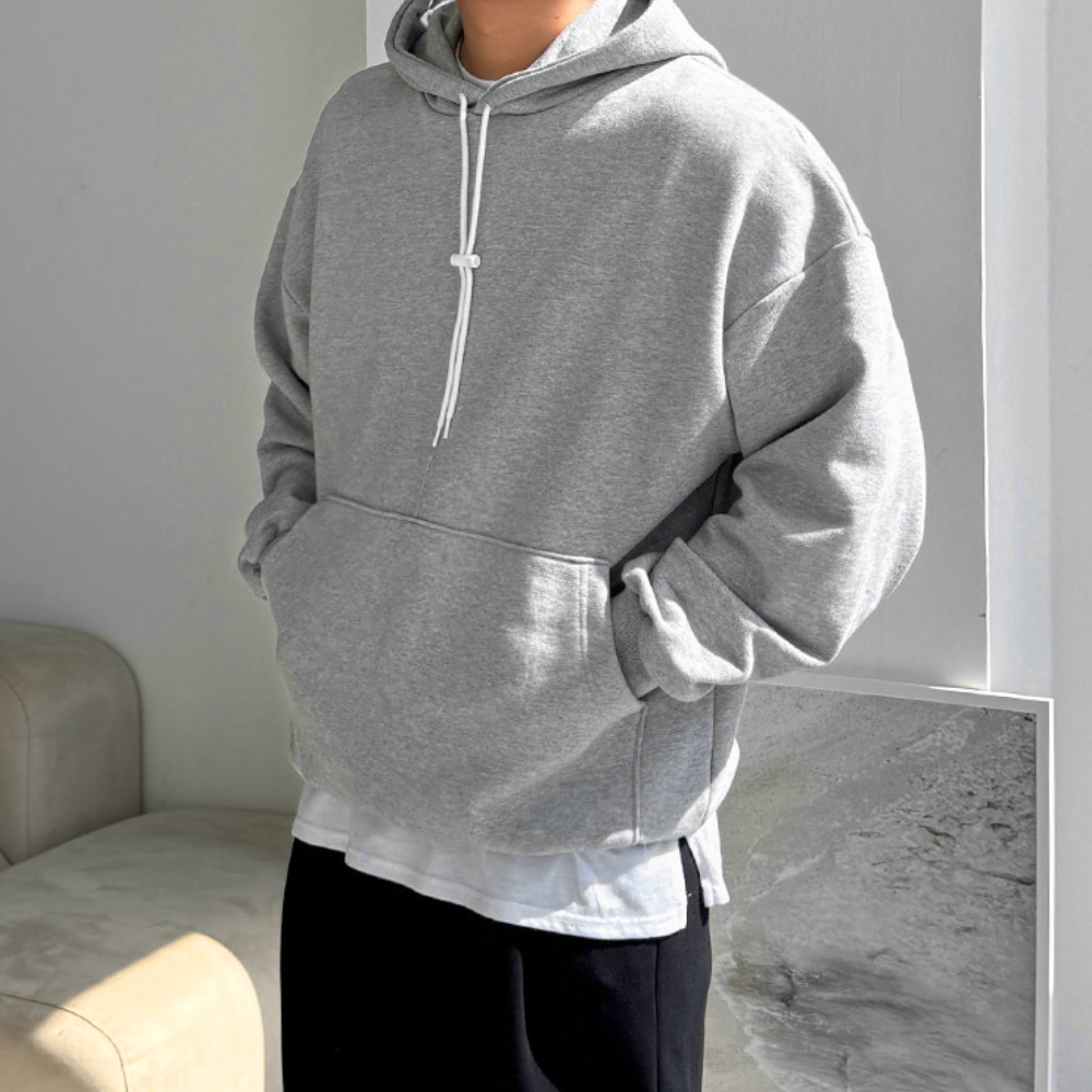 남자 리마 오버핏 봄 가을 텐타덤블 절개 라인 무지 후드티