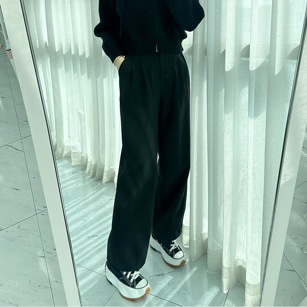 핀턱와이드팬츠 하이웨스트슬랙스 키작녀슬랙스 - 상세 이미지 4