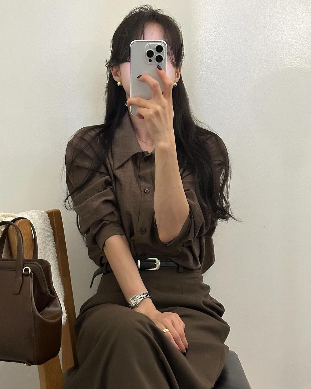 빌로티 여성 가을 오버핏 루즈핏 링클 블라우스 - 상세 이미지 2