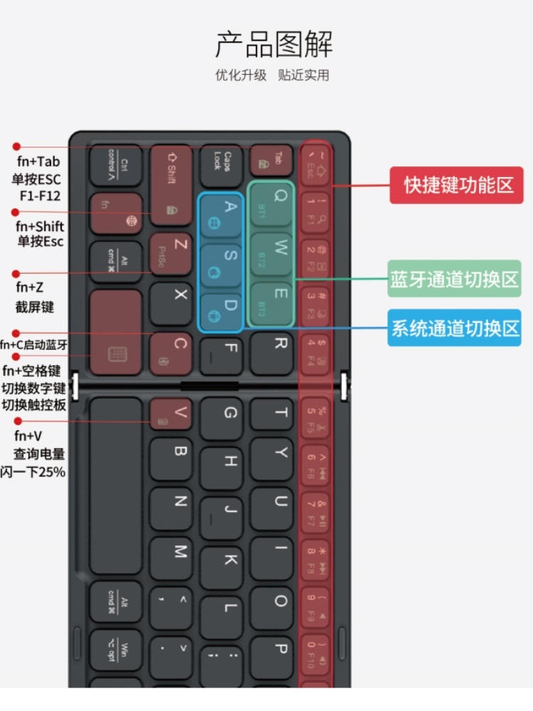 무선 블루투스 접이식 키보드 지지대 키보드 슬림 디지털 - 상세 이미지 3