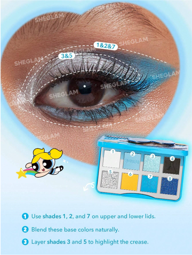 쉬글램 파워퍼프걸 콜라보 섀도우 팔레트 발색력좋은 블루섀도우 sheglam 이미지 8