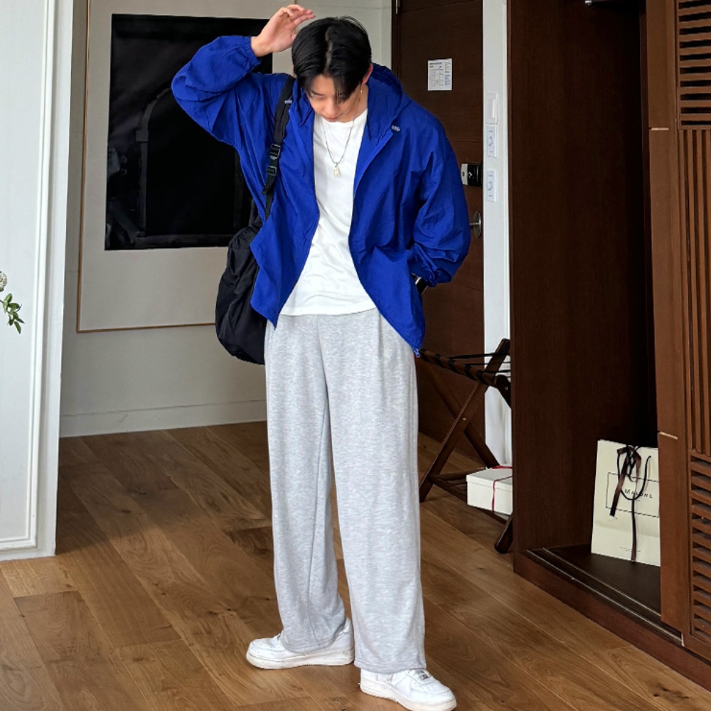 남자 키레 봄 가을 쭈리 원턱 와이드 트레이닝팬츠 - 상세 이미지 5
