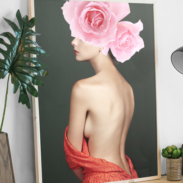 빈티지 모던 카페 침실 인테리어 여인 액자 대형 감성 북유럽 그림 바디픽플라워 - 상품 이미지