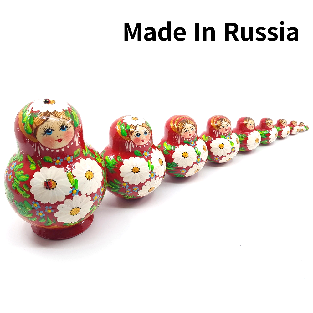 바슈 마트료시카 10단 러시아 전통 수공예 목각 인형 마트로시카 레이디버그 레드 - 상품 이미지