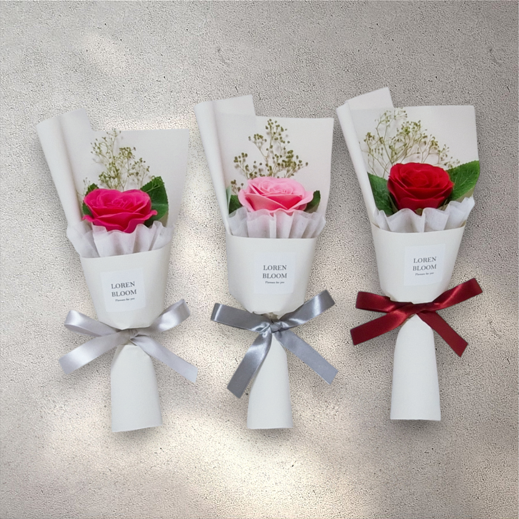 한송이 장미꽃다발, 퀸 비누장미, 미니꽃다발, 답례품, 꽃선물 - 상세 이미지 2